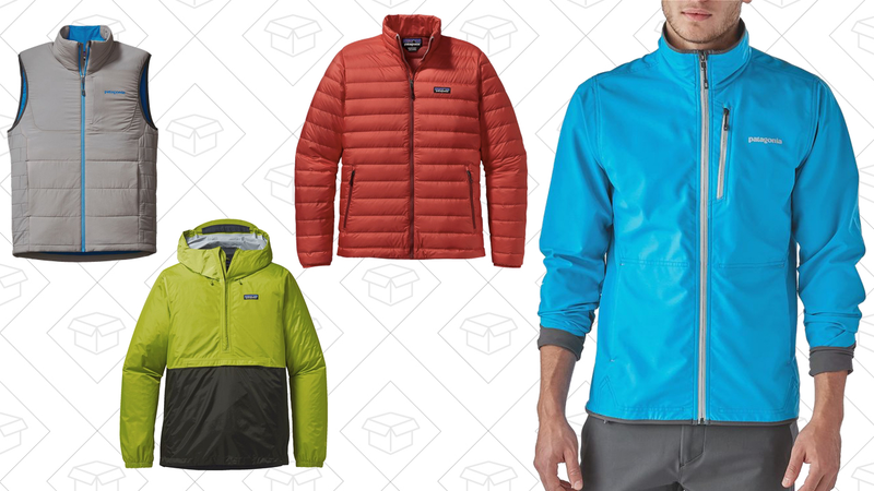 Men’s Nano-Air® Vest, $99 | Men’s Torrentshell Pullover, $71 | Men’s Down Sweater Jacket, $114 | Men’s All Free Jacket, $64